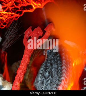 Perchtenlauf Krambambuli in Pitten / Krampus Stockfoto