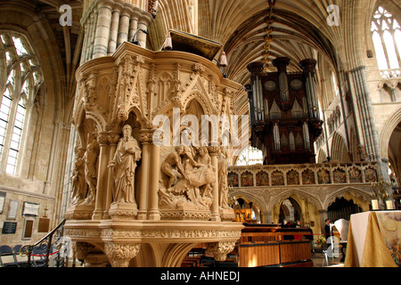 UK Devon Exeter Kathedrale Kanzel von George Gilbert Scott Stockfoto