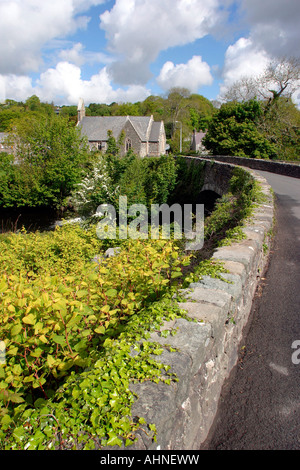 Wales Gwynedd Llanystumdwy Brücke über Fluss Dwyfor Stockfoto