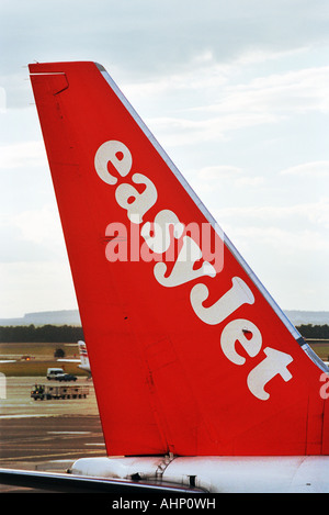 Ende einer EasyJet Flugzeug am Flughafen Ruzyne, Prag, Tschechische Republik Stockfoto