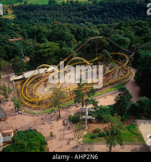 Korkenzieher Fahrt Alton Towers UK Luftbild Stockfoto