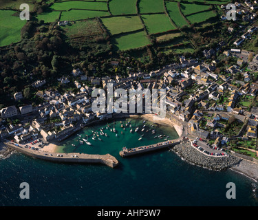 Mousehole Dorf & Hafen Cornwall Luftbild Stockfoto