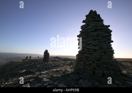 Cairns auf dem Gipfel des wilden Ebers fiel North pennines Stockfoto