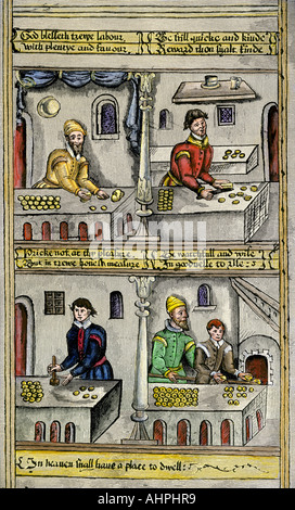 Bäcker von York ihrer Gilde übersicht Verordnungen England 1590 s. Hand - farbige Holzschnitt Stockfoto