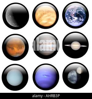 System solar-Tasten sind Illustrationen Switch mit astronomischen hires Bild für die Web-anwendung Stockfoto