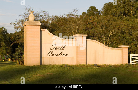 Willkommensschild South Carolina USA, SC State Line Stockfoto