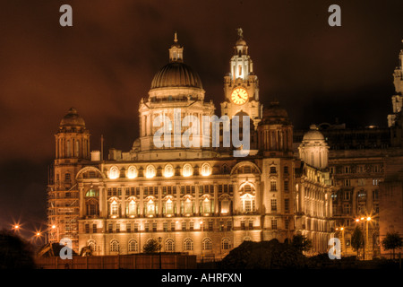 Fünftgrößte Stadt Liverpool, England, ist voll von schönen, alten gotischen Bauten wie das Royal Liver Building. Stockfoto