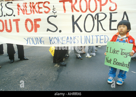 Demonstranten protestieren US-Intervention In Südkorea Los Angeles Kalifornien Stockfoto