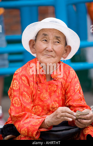 Frau alt Naadam-Fest Mongolei traditionelle del Stockfoto
