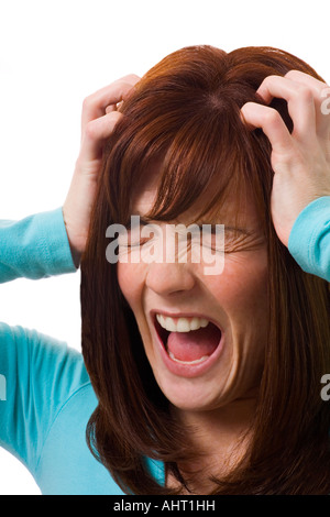 Kopf der Frau-Betrieb in Angst Stockfoto