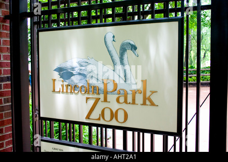 Lincoln Park Zoo Ortseingangsschild Schwan Tor. Chicago Illinois IL USA Stockfoto