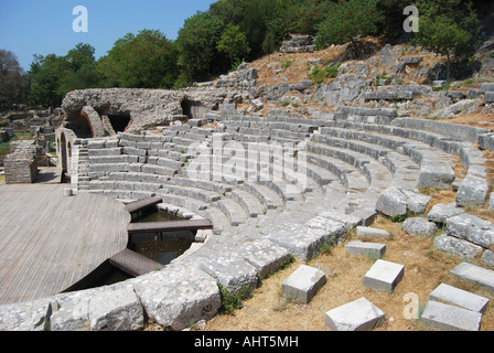 Das Theater, Nationalpark Butrint, griechische archäologische Stätte, Butrint, Grafschaft von Vlora, Albanien Stockfoto