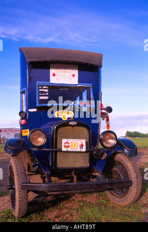 Ein Oldtimer Chevrolet-Bus auf dem Display an das "Fort Nelson" Heritage Museum in Norden von British Columbia Kanada Stockfoto