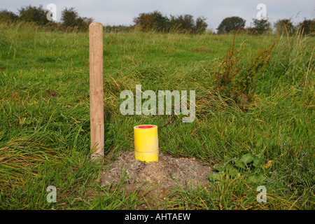 Wasser-Piezometer in einem Feld verwendet, um Grundwasser Ebenen Silverdale Newcastle unter Lyme Staffordshire England uk überwachen Stockfoto