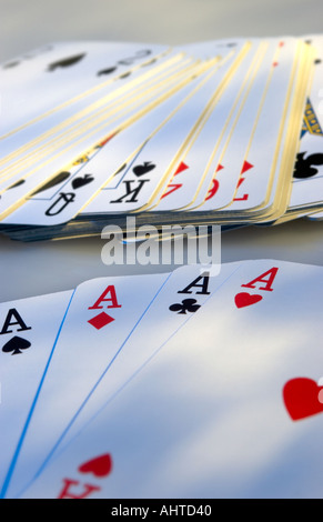 Kartenspiel mit vier Asse Stockfoto