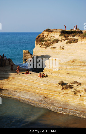 Sidari Cliffs, Canal d ' Amour, Sadari, Corfu, Ionische Inseln, Griechenland Stockfoto