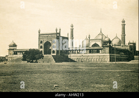 AAD 91648 alten antiken Vintage-print Moschee Jama Masjid Delhi Indien Stockfoto