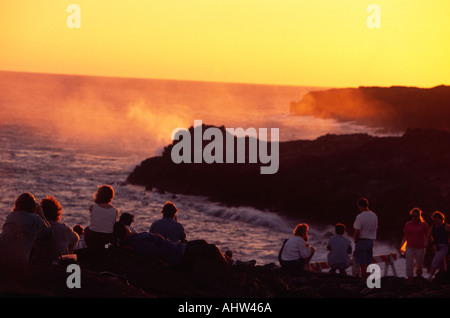 Lava ins Meer Kilauea Vulkan HVNP Insel von Hawaii Stockfoto