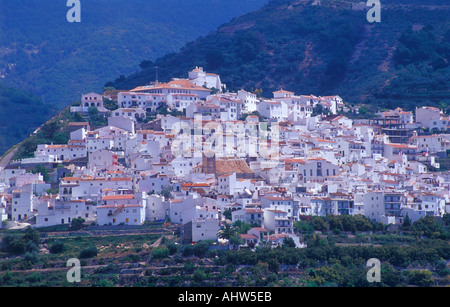 Das weiße Dorf (Pueblo Blanco) Sedella in Spanien Stockfoto