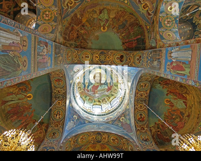 Fresken und Mosaiken im Inneren der Kirche des Erlösers auf Auferstehungskirche Stockfoto