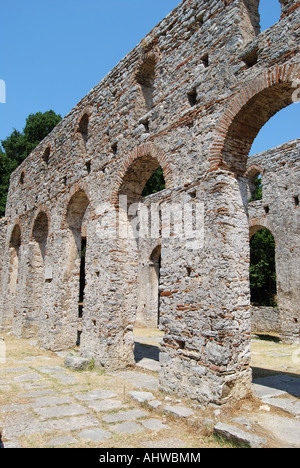 Die große Basilika, Nationalpark Butrint, griechische archäologische Stätte, Butrint, Grafschaft von Vlora, Albanien Stockfoto