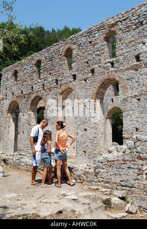 Die große Basilika, Nationalpark Butrint, griechische archäologische Stätte, Butrint, Grafschaft von Vlora, Albanien Stockfoto