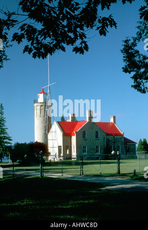 Der Leuchtturm am Mackinaw Stadt Michigan Stockfoto