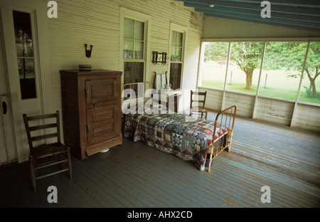 Johnson City Texas USA Präsident Lyndon Baines Johnson s Boyhood Home schlafen Veranda Stockfoto