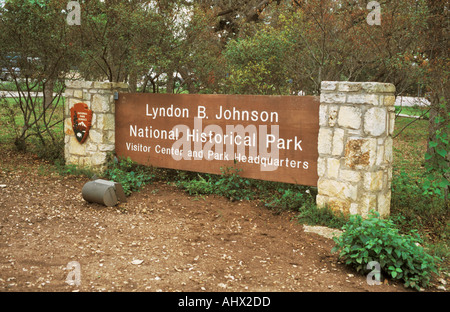 Johnson City Texas USA Präsident Lyndon Baines Johnson s Boyhood Home National Historical Park Zeichen Stockfoto