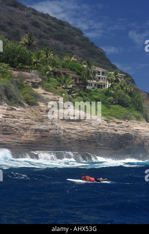 Paddler, die Überquerung der Molokai-Kanal von Molokai nach Oahu Stockfoto