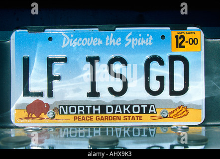 Eitelkeit Nummernschild North Dakota Stockfoto