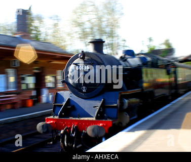 Dampflokomotive 80136 kommt in den Bahnhof mit der West Somerset Railway Stockfoto