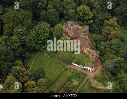 Luftaufnahme des Rock Häuser gehauen aus Sandstein am Heiligen Austin Rock Kinver Rand West Midlands Stockfoto