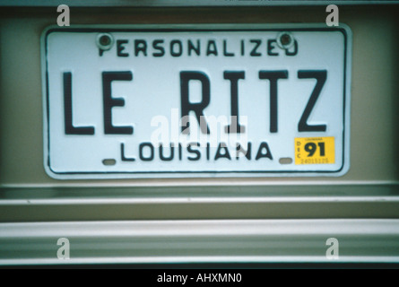 Eitelkeit Nummernschild Louisiana Stockfoto