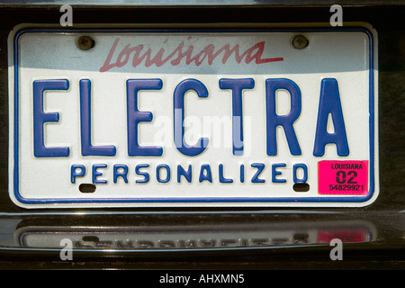 Eitelkeit Nummernschild Louisiana Stockfoto