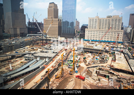 Erhöhte Ansicht von Ground Zero in New York City Stockfoto