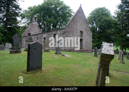 Ruinen und Friedhof der Chruch Marienkirche am Auchindoir, Highland Schottland Stockfoto