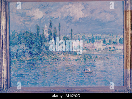 "Bildende Kunst, Monet, Claude, (1840-1926),"Landschaft und Gewitter", Öl auf Leinwand, Folkwang Museum, Essen, Landschaft, See Stockfoto