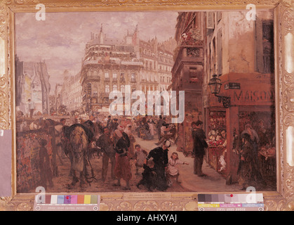 "Fine Arts, Menzel, Adolph von (1815-1905), Malerei,"Pariser Wochentag", 1869, Kunstmuseum der Stadt Düsseldorf, Wochentag ich Stockfoto
