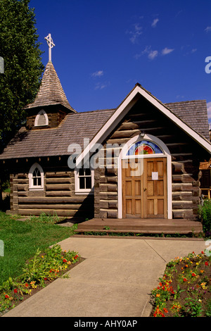 'St. Peters' Log Kirche, Hudson es Hope, in 'Peace River' Land der nördlichen BC, Britisch-Kolumbien, Kanada Stockfoto