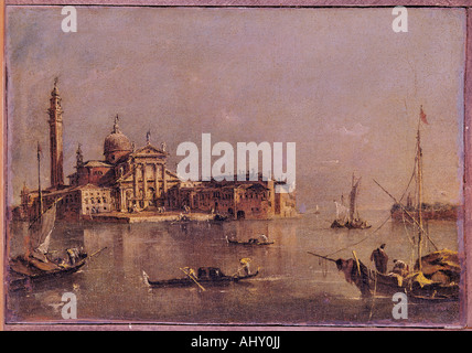 "Fine Arts, Guardi, Francesco, (1712-1793), Malerei," Isola di San Giorgio Maggiore e Punta della Giudecca ", (" Insel der S Stockfoto