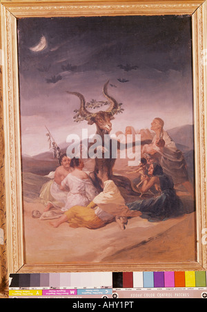 "Fine Arts, Goya y Lucientes, Francisco de, (1746-1828), Malerei,"El Aquelarre", ("Hexensabbat"), 1789, Öl auf Can Stockfoto