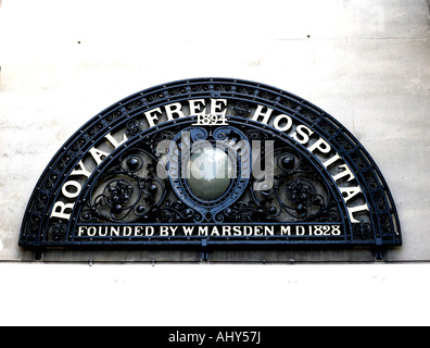 Alte Zeichen des Royal Free Hospital in Hampstead London Stockfoto