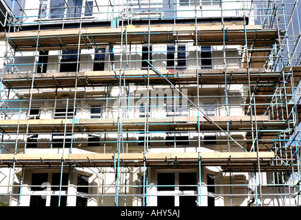 Baugerüst Flugel Villa Wohnungen renoviert in Nord-London Stockfoto