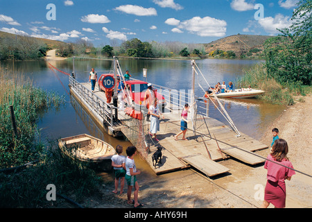 Historische Pontonbrücke über Breede River Malgas Western Cape Südafrika Stockfoto