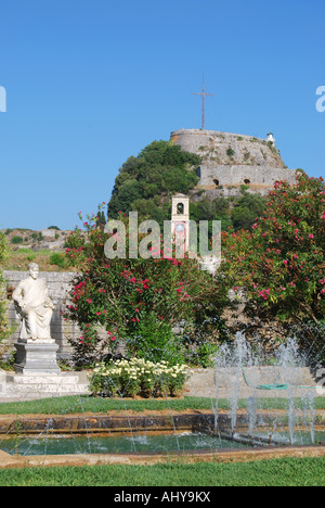 Spianada (Esplanade) und Paleo Frourio (alte Festung), Altstadt von Korfu, Kerkyra, Korfu, Ionische Inseln, Griechenland Stockfoto