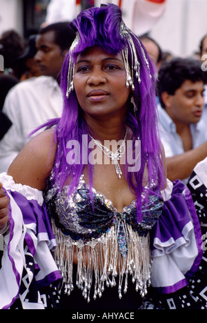 Notting Hill Carnival in London in England in Großbritannien im Vereinigten Königreich Großbritannien. Menschen, die Spaß Leben Lifestyle Kultur Westindischen Jamaican Stockfoto