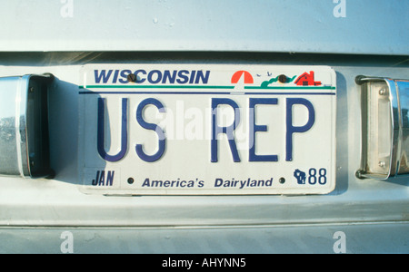 Eitelkeit-Nummernschild-Wisconsin Stockfoto