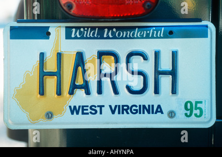 Eitelkeit Nummernschild Westvirginia Stockfoto