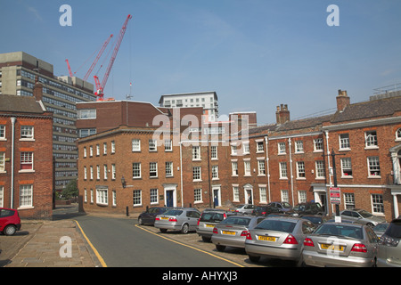 Paradies-Platz Sheffield Yorkshire England mit Kran und Konstruktion arbeiten im Hintergrund Stockfoto